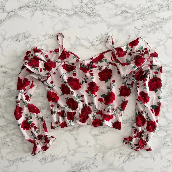 H&M Floral Ruffle Sleeve Top - Picture 2 of 3